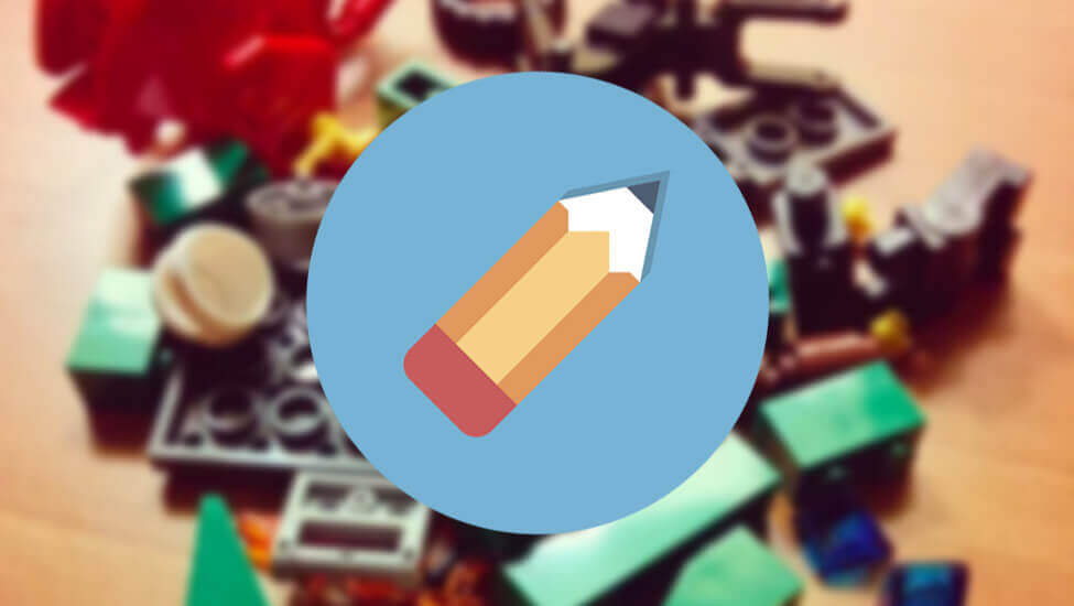 Icono Lápiz. Fondo Piezas Lego